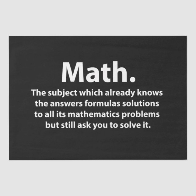 Papel De Seda Tipografia de Matemática Matemática Divertida (Frente )
