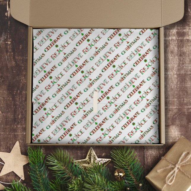 Papel De Seda Tipografia de Natal Vermelho Festivo (Criador carregado)