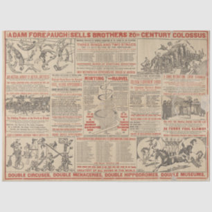 Papel De Seda Tipografia do jornal Circus Acrobat Vintage
