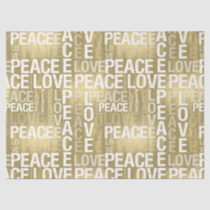 Papel De Seda Tipografia Inspiradora Dourada de Amor Branco Paz