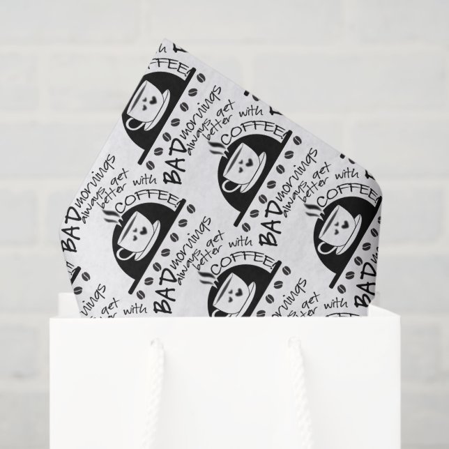 Papel De Seda Tipografia | Manhãs Melhoram Com O Café (Sacola de presentes)