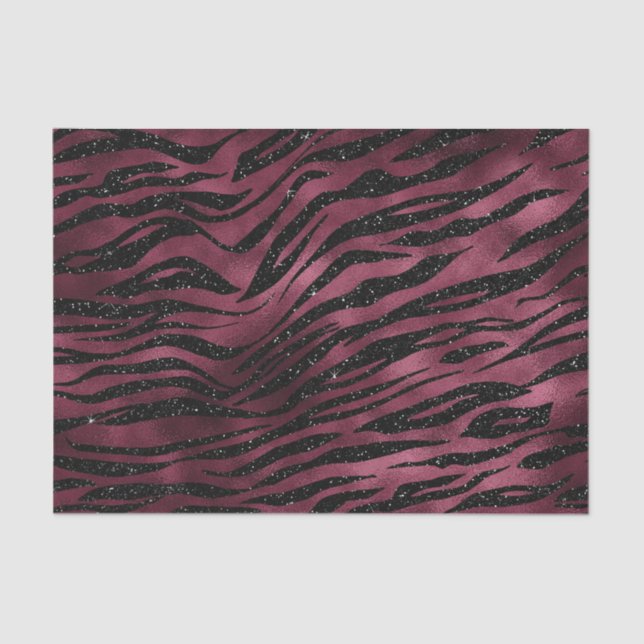 Papel De Seda Tiras de Tigre de Grelha de Burgundy (Frente )