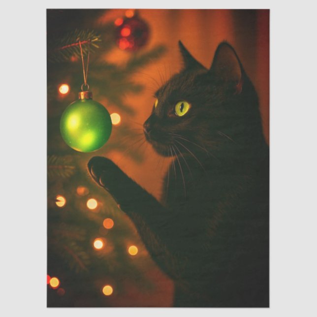 Papel De Seda Tissue/Craft Paper of Christmas Cat (Frente )