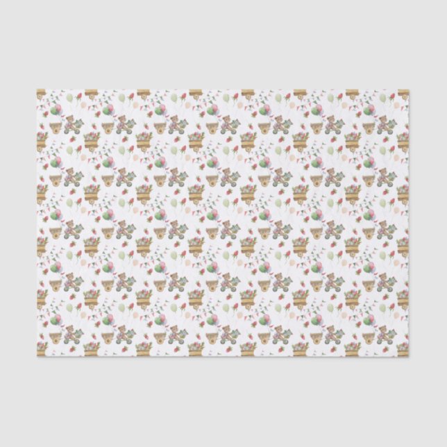 Papel De Seda Tissue Paper - Bears, Balloons & Berries Pattern (Frente )