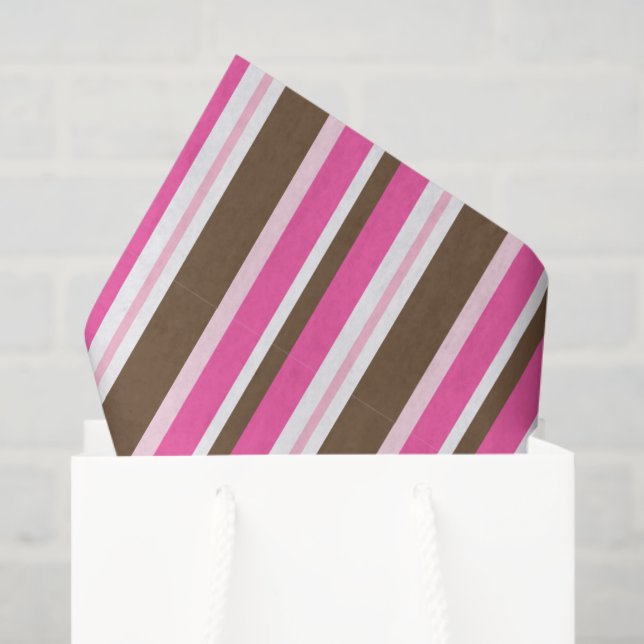 Papel De Seda Tissue Paper Brown & Pink Stripe (Sacola de presentes)