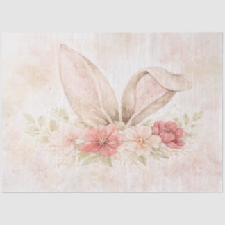 Papel De Seda Tissue Paper Cute Watercolor Bunny with Flowers