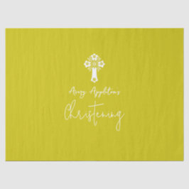 Papel De Seda Tissue Paper Floral Cross Christening Yellow
