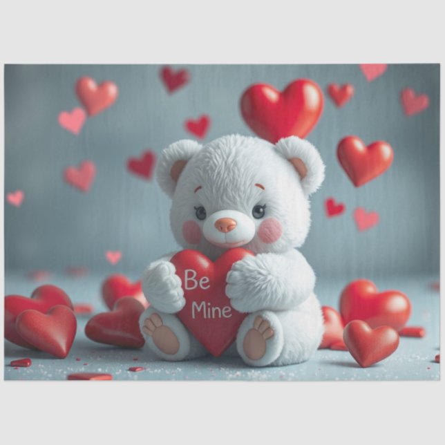 Papel De Seda Tissue Paper Teddy with a Heart  (Frente )
