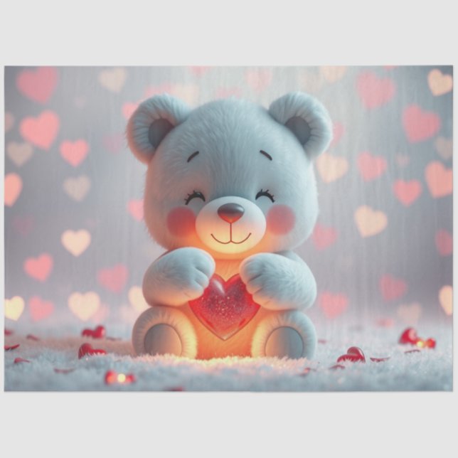 Papel De Seda Tissue Paper Teddy with a Heart  (Frente )
