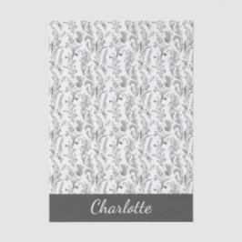 Papel De Seda Toalete Floral Preto Branco Nome Personalizado