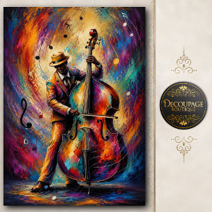 Papel De Seda Toca Baixo de Jazz Colorido Decoupage