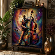 Toca Baixo de Jazz Colorido Decoupage