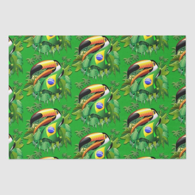 Papel De Seda Toco Toucan com bandeira do Brasil (Frente )