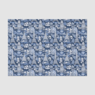 Papel De Seda Toil Azul Isolado Itriciano, com padrão
