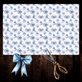 Papel De Seda Toile Chinoiserie Blue Cowgirl em tiras roxas