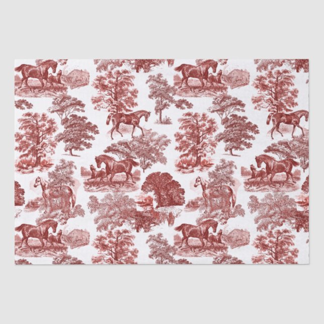 Papel De Seda Toile Clássico Russo de Cavalos Vermelhos (Frente )