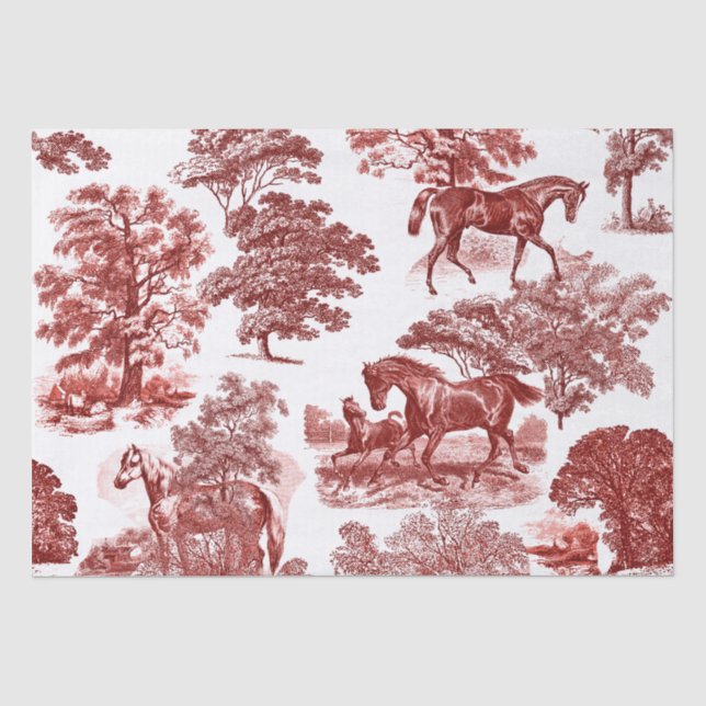 Papel De Seda Toile Clássico Russo de Cavalos Vermelhos (Frente )