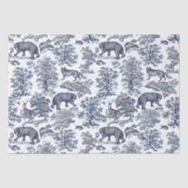 Papel De Seda Toile de Animais da Floresta Azul Russa Clássica E