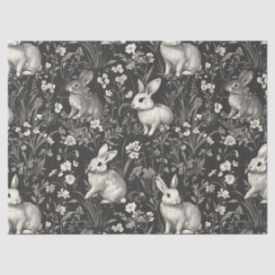 Papel De Seda Toile de Coelho Francês em Preto com Padrão Floral