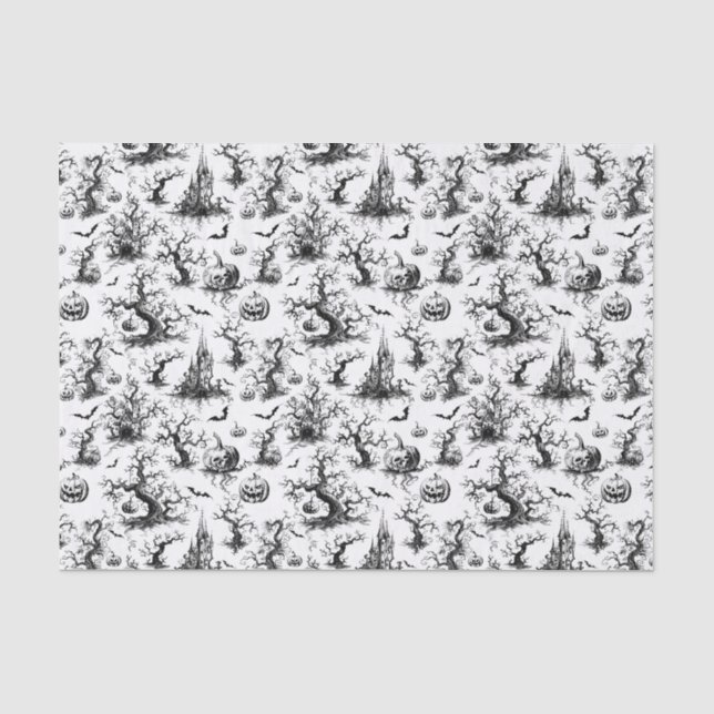 Papel De Seda Toile de Halloween Preto e Branco (Frente )