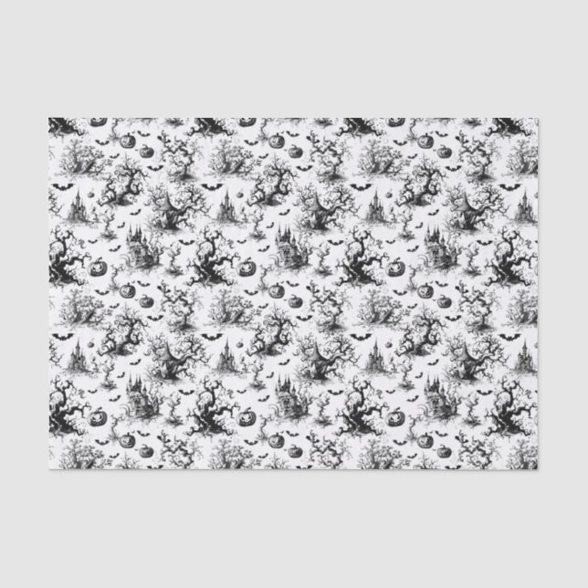 Papel De Seda Toile de Halloween Preto e Branco (Frente )