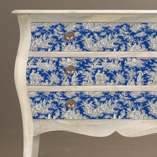 Papel De Seda Tóile de jouy azul-escura floral (Criador carregado)