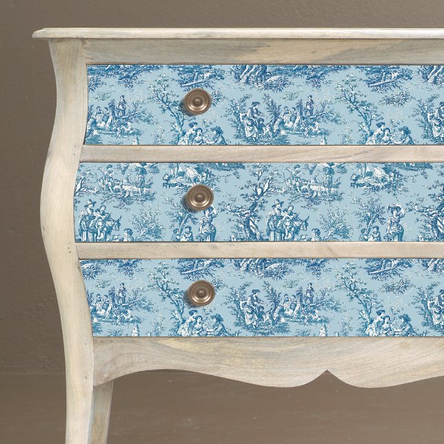 Papel De Seda Tóile de jouy floral azul-vegetativa (Criador carregado)