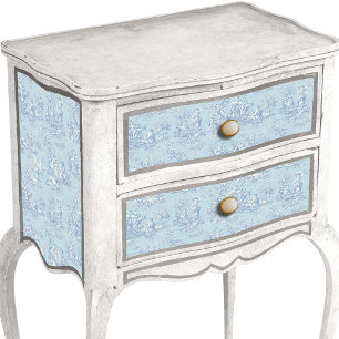 Papel De Seda Toile de Jouy floral azul vintage cinza