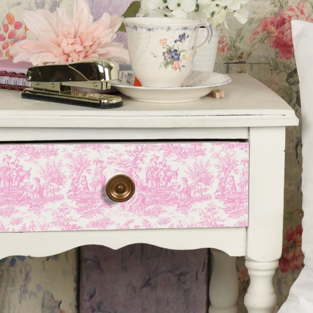 Papel De Seda Tóile de jouy floral cor-de-rosa (Criador carregado)