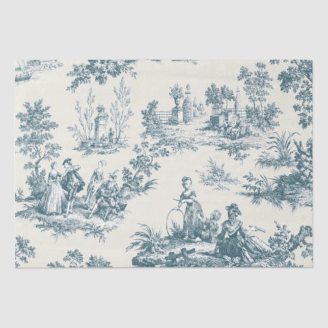 Papel De Seda Toile de jouy, francês, sage, com dissociação verd (Frente )