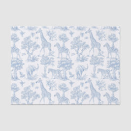 Papel De Seda Toile de Jouy Safari animais poeirentos azuis eleg