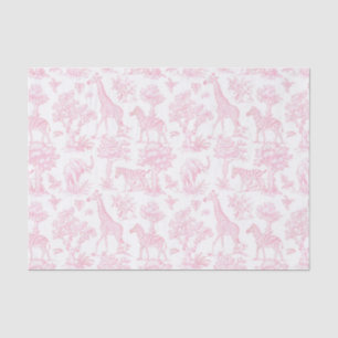 Papel De Seda Toile de Jouy Safari animais rosa-elegantes e boni