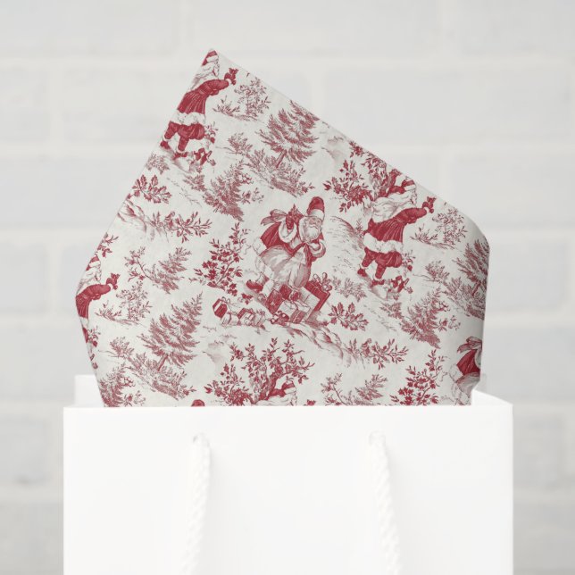 Papel De Seda Toile de Papais noeis de Natal Vermelho (Sacola de presentes)