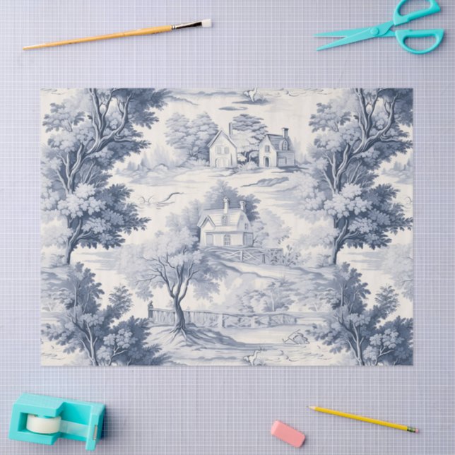 Papel De Seda Toile du Jouy Blue Faux French  (Arte )