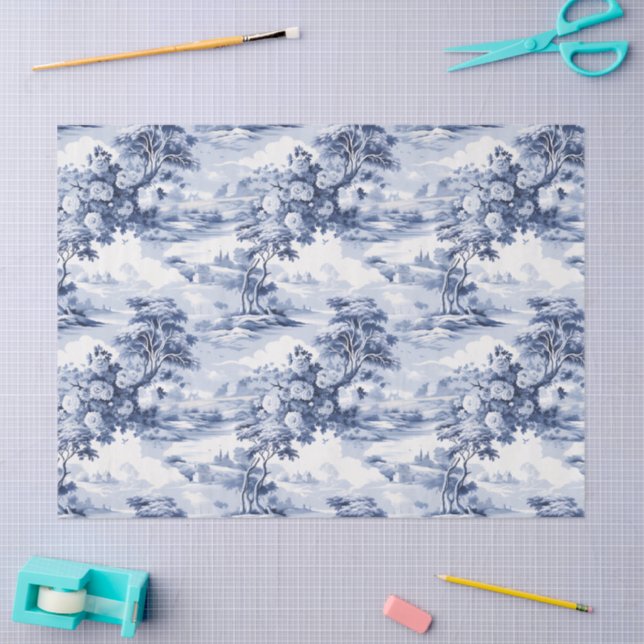 Papel De Seda Toile du Jouy Blue Faux French  (Arte )