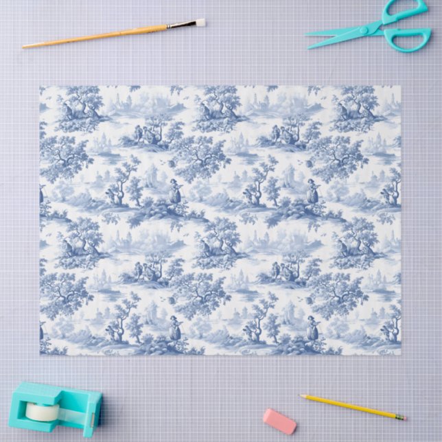 Papel De Seda Toile du Jouy Blue Faux French  (Arte )