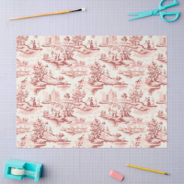 Papel De Seda Toile du Jouy Red Faux French  (Arte )