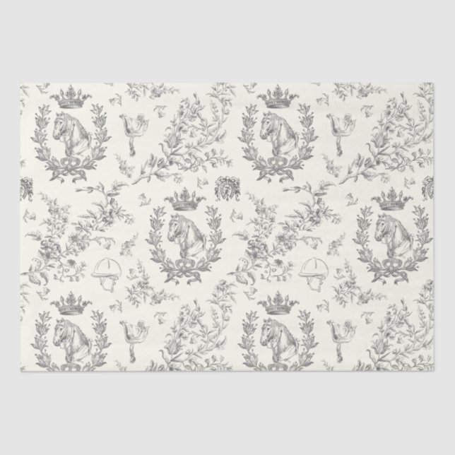 Papel De Seda Toile Equestre Branco-Branco-Chic Elegante Clássic (Frente )