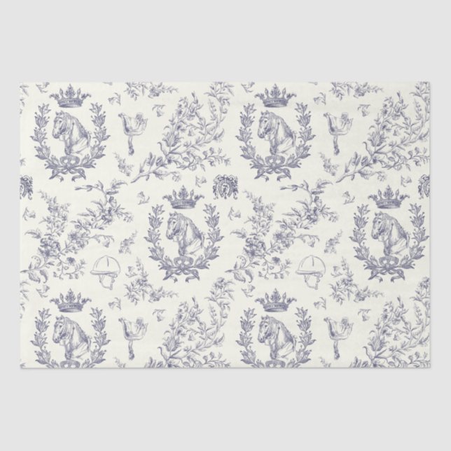 Papel De Seda Toile Equestre Clássico Azul-Chic (Frente )