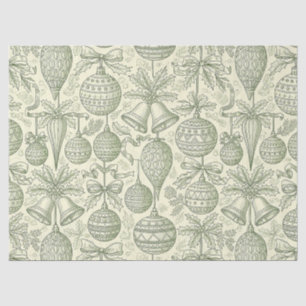 Papel de Seda Toile Verde Natal Sinos e Enfeites P