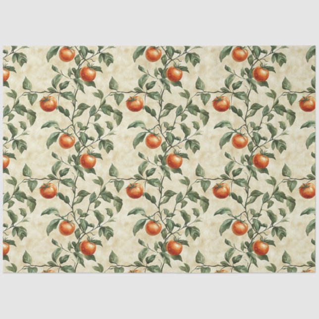 Papel De Seda Tomates a aquarelas na vinha (Frente )