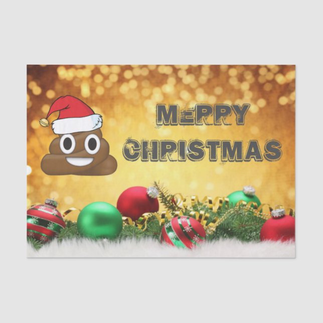 Papel De Seda Tombadilho divertido de Emoji do Feliz Natal (Frente )