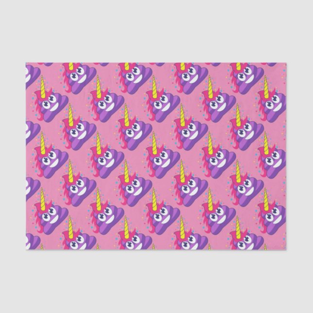 Papel De Seda Tombadilho roxo bonito Emoji do unicórnio (Frente )