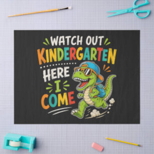 Papel De Seda Tome Cuidado Jardim de Infância Aqui Vou Eu Dino