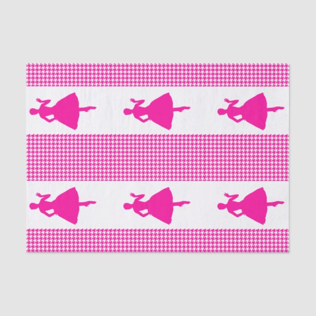 Papel De Seda Tonalidade moderna rosa com silhueta de moda (Frente )