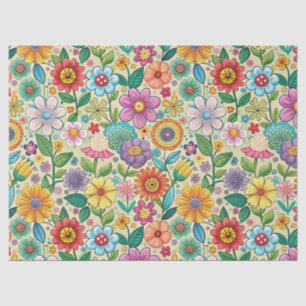 Papel De Seda Tons Florais com Vibrações Reterotrógradas Decoupa