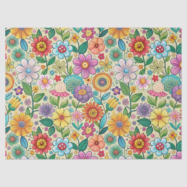 Papel De Seda Tons Florais com Vibrações Reterotrógradas Decoupa (Frente )