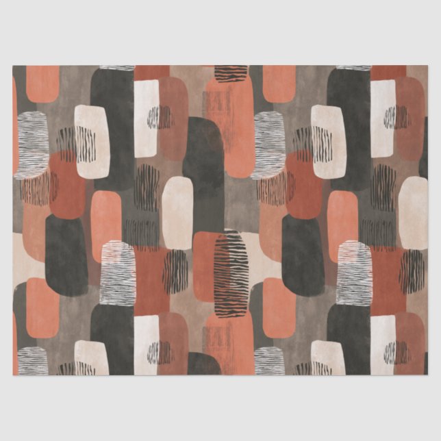 Papel De Seda Tons Terrosos Boho Padrão Abstrato Terracota (Frente )