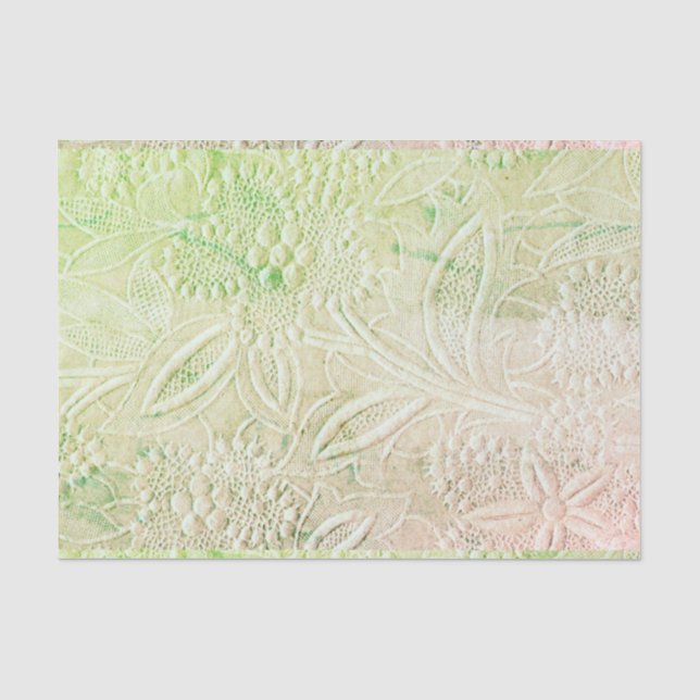 Papel De Seda Toque da aparência verde bordada (Frente )