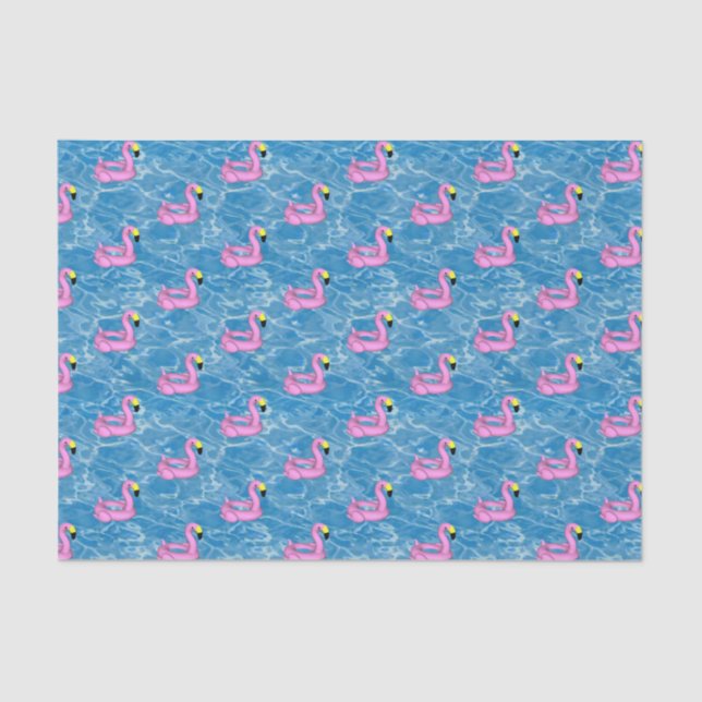 Papel De Seda Toque de piscina de flamingos (Frente )